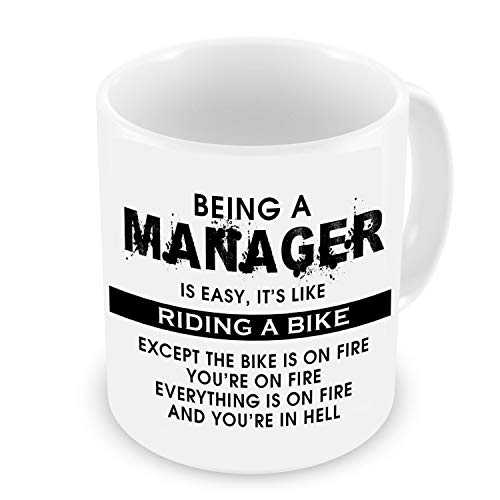 GrassVillage Tasse, Tasse, Motiv "Being A Manager is Easy It's Like Riding A Bike", Weiß, lustig, 325 ml von GrassVillage