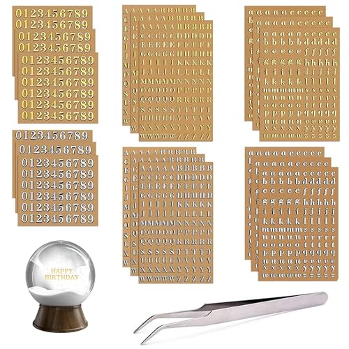 18 Blätter Selbstklebende Buchstaben Aufkleber Klein Gold/Silber, Groß- Und Kleinbuchstaben Sticker Schrift Aufkleber Mit Pinzette Für Scrapbook Diy-Basteln Kerzen Taufe Kommunion Hochzeit 3mm von Grasslandy