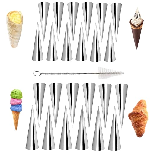 24 Stück Schaumrollenformen Cannoli Formen, Edelstahl Schillerlockenform Glatt Schön Röhren Sahne Rollform Schraubform Croissant Backform Formen Spiral-Croissant Cream Horn Molds Für Cannoli-Röhren von Grasslandy