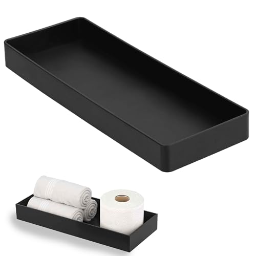 Silikon Schwarz Deko Tablett Länglich, Badezimmer-Tablett Für Theke, Badezimmer Tablett Schwarz Aufbewahrungs-Waschtisch-Tablett, Kosmetik-Schmuck-Organizer-Tablett Für Kerzen, Seife, Kosmetik von Grasslandy