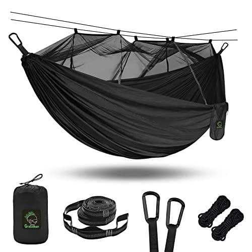 Grassman Hängematte Outdoor mit Moskitonetz für 2 Personen Tragbare, Ultraleichte Reise Camping Hängematte mit Befestigungs-Set Doppelhängematte für Trekking Radtour Angeln Garten Strand, 300x200cm von Grassman