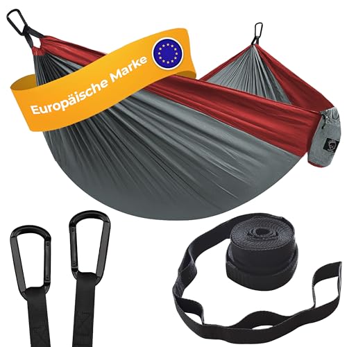 Hängematte Camping - Hängematte 2 Personen, Ultraleichte Outdoor Hängematte, Perfektes Camping Geschenke, Camping Hängematte Outdoor mit 2 Premium Baumgurten + 2 Karabiner von Grassman