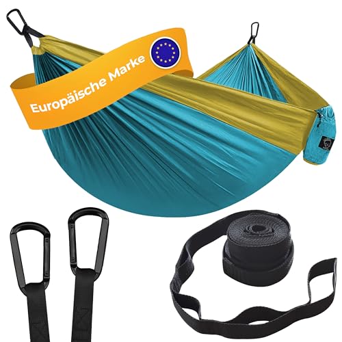 Hängematte Camping - Ultraleichte Outdoor Hängematte, Perfektes Camping Geschenke, Camping Hängematte Outdoor, Hängematte 1 Person mit Baumgurten + Karabiner von Grassman