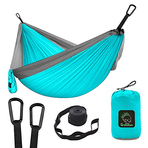 Hängematte Camping - Ultraleichte Outdoor Hängematte, Perfektes Camping Geschenke, Camping Hängematte Outdoor, Hängematte 1 Person mit Baumgurten + Karabiner von Grassman