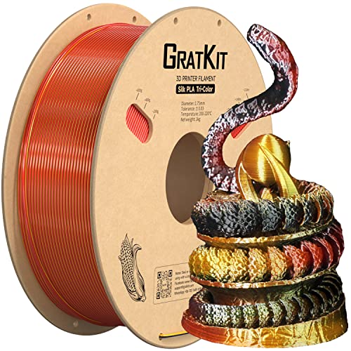 GratKit Tricolor Silk PLA Filament 1,75mm 1kg Spule, Dreifarbiges 3D-Drucker Filament mit +/-0,03mm Präzision, Einfach zu drucken, Schwarz Gold Und Rot GratKit Tricolor Silk PLA Filament 1,75mm 1kg Spule, Dreifarbiges 3D-Drucker Filament mit +/-0,03mm Präzision, Einfach zu drucken, Schwarz Gold Und Rot von GratKit
