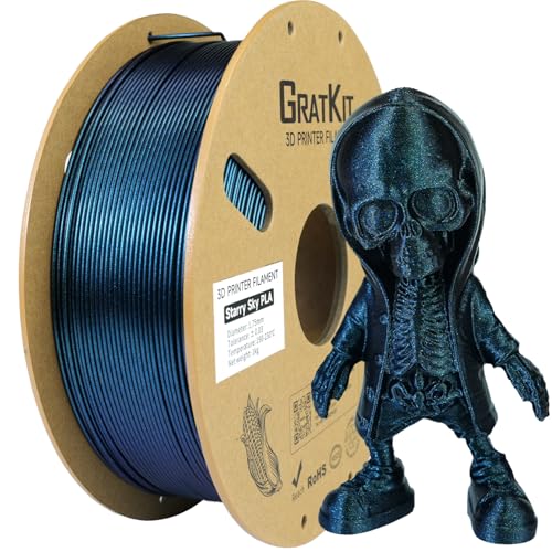 GratKit Glitzer PLA Filament 1.75mm, Galaxie Magie Blau 1KG Spule, 3D Drucker Filament mit ±0,03mm Präzision, gleichmäßige Wicklung, 1000g Glitter PLA GratKit Glitzer PLA Filament 1.75mm, Galaxie Magie Blau 1KG Spule, 3D Drucker Filament mit ±0,03mm Präzision, gleichmäßige Wicklung, 1000g Glitter PLA von GratKit