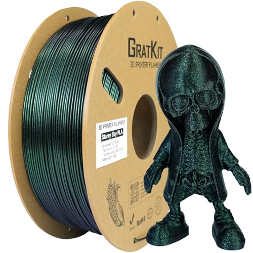 GratKit Glitzer PLA Filament 1.75mm, Galaxie Magie Grün 1KG Spule, 3D Drucker Filament mit ±0,03mm Präzision, gleichmäßige Wicklung, 1000g Glitter PLA GratKit Glitzer PLA Filament 1.75mm, Galaxie Magie Grün 1KG Spule, 3D Drucker Filament mit ±0,03mm Präzision, gleichmäßige Wicklung, 1000g Glitter PLA von GratKit