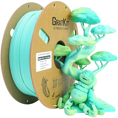 GratKit Mattes Tricolor PLA Filament 1,75mm, 1kg Spule, High Speed 3D-Drucker Matte PLA mit ±0,03mm Präzision, gleichmäßige Wicklung, 1000g Gelb Grün Und Blau GratKit Mattes Tricolor PLA Filament 1,75mm, 1kg Spule, High Speed 3D-Drucker Matte PLA mit ±0,03mm Präzision, gleichmäßige Wicklung, 1000g Gelb Grün Und Blau von GratKit