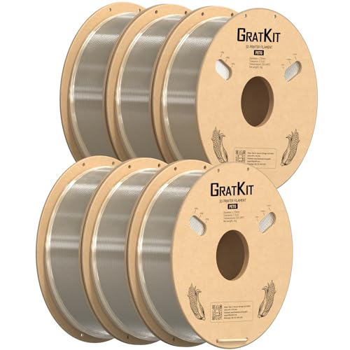 GratKit PETG 3D-Drucker Filament 1,75mm 6kg Spule, 3D-Druck Filament±0,03mm Präzision, Leicht zu drucken, Gleichmäßige Wicklung, 6 * 1KG, 6 Packs, Transparent GratKit PETG 3D-Drucker Filament 1,75mm 6kg Spule, 3D-Druck Filament±0,03mm Präzision, Leicht zu drucken, Gleichmäßige Wicklung, 6 * 1KG, 6 Packs, Transparent von GratKit