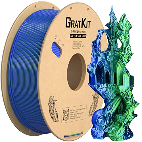 GratKit Dual Color Silk PLA Filament 1,75mm 1kg Spule, Zweifarbiges 3D-Drucker Filament mit +/-0,03mm Präzision, Einfach zu drucken, Blau Und Grün GratKit Dual Color Silk PLA Filament 1,75mm 1kg Spule, Zweifarbiges 3D-Drucker Filament mit +/-0,03mm Präzision, Einfach zu drucken, Blau Und Grün von GratKit
