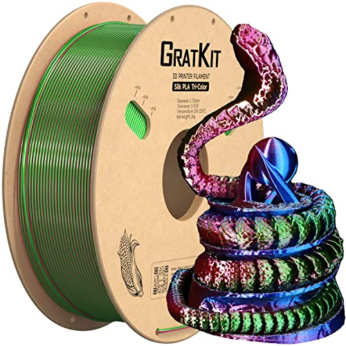 GratKit Tricolor Silk PLA Filament 1,75mm 1kg Spule, Dreifarbiges 3D-Drucker Filament mit +/-0,03mm Präzision, Einfach zu drucken, Rot Blau Und Grün GratKit Tricolor Silk PLA Filament 1,75mm 1kg Spule, Dreifarbiges 3D-Drucker Filament mit +/-0,03mm Präzision, Einfach zu drucken, Rot Blau Und Grün von GratKit
