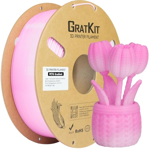 Gratkit PETG Translucent Gradient Filament 1kg Spule, 3D-Drucker Filament mit ±0,03mm Präzision, PETG Mehrfarbig Farbverlauf Creme Rosa-Weiß Gratkit PETG Translucent Gradient Filament 1kg Spule, 3D-Drucker Filament mit ±0,03mm Präzision, PETG Mehrfarbig Farbverlauf Creme Rosa-Weiß von GratKit