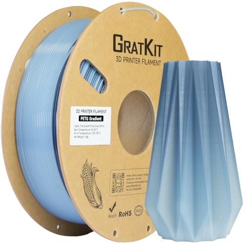 Gratkit PETG Translucent Gradient Filament 1kg Spule, 3D-Drucker Filament mit ±0,03mm Präzision, PETG Mehrfarbig Farbverlauf Nebelgrau zu Weiß Gratkit PETG Translucent Gradient Filament 1kg Spule, 3D-Drucker Filament mit ±0,03mm Präzision, PETG Mehrfarbig Farbverlauf Nebelgrau zu Weiß von GratKit