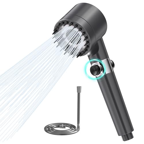 Gratuipolmep Duschkopf, Hochdruck Handbrause mit Filter, Schlauch 1,5M 3 Strahlarten, Universal Einstellbarer Brausekopf Dusche mit Stoppfunktion für Hartes Wasser, Rest-Chlor, Bakterien, Schwermetall Gratuipolmep Duschkopf, Hochdruck Handbrause mit Filter, Schlauch 1,5M 3 Strahlarten, Universal Einstellbarer Brausekopf Dusche mit Stoppfunktion für Hartes Wasser, Rest-Chlor, Bakterien, Schwermetall von Gratuipolmep