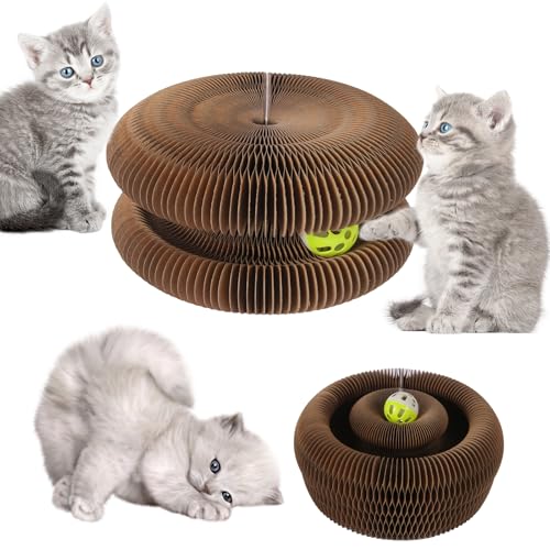 Gratuipolmep Magic Organ Cat Scratching Board, Magische Orgel Katzenkratzbrett, Magic Organ Cat Scratching Board, 2-in-1 Cat Kratzbrett mit Glöckchen, Foldable Accordion Cats Toy, für Kratzen von Gratuipolmep