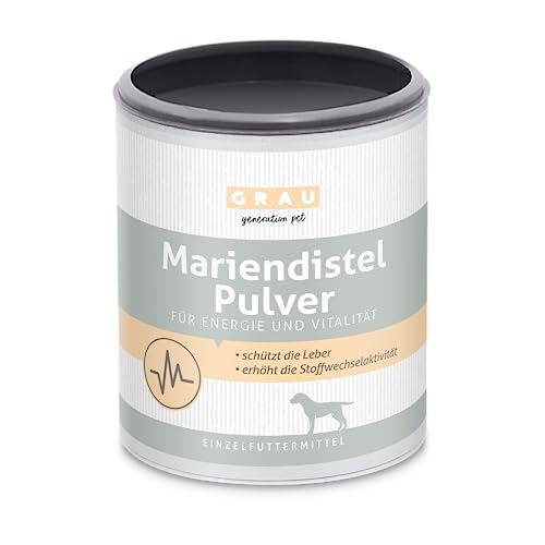 GRAU - das Original - 100 % reines Mariendistel Pulver, schützt die Leber, trägt zur Zellerneuerung bei, 1er Pack (1 x 225 g), Ergänzungsfuttermittel für Hunde von Grau