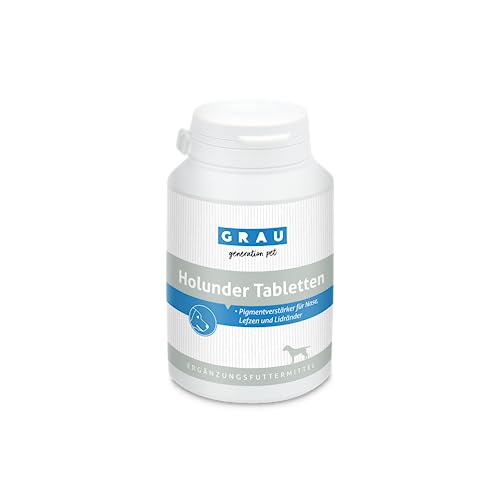 GRAU - das Original - Holunder Tabletten, für die Pigmentierung unbehaarter Haut, 1er Pack (1 x 200 Stück), Ergänzungsfuttermittel für Hunde von Grau