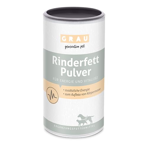 GRAU - das Original - Rinderfettpulver, der schelle Energielieferant mit 80 % Fettanteil, 1er Pack (1 x 400 g), Ergänzungsfuttermittel für Hunde & Katzen von Grau