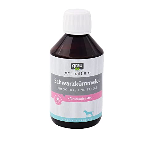 GRAU - das Original - 100 % eines Schwarzkümmel-Öl kaltgepresst, unterstützt das Immunsystem, 1er Pack (1 x 250 ml), Einzelfuttermittel für Hunde & Katzen von Grau