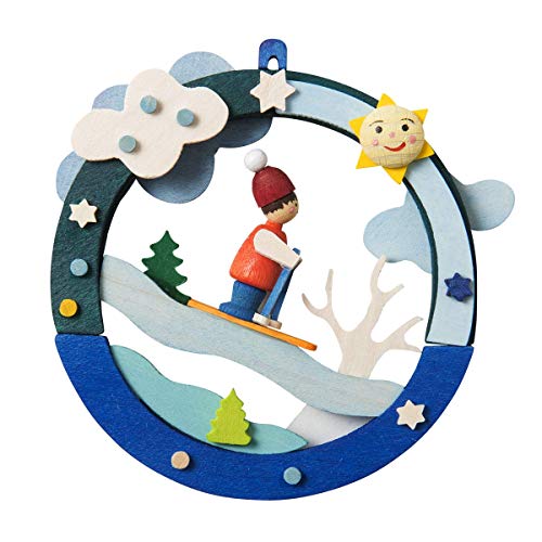Graupner Holzminiaturen® | Christbaumschmuck Diorama mit Rodelhang | Original Erzgebirgische Holzkunst® | Hochwertige Handarbeit | besondere Geschenkidee | Weihnachtsdeko für Kinder | Sammlerstück von Graupner Holzminiaturen
