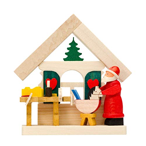 Graupner Holzminiaturen® | Christbaumschmuck Haus Weihnachtsmann Werkstatt aus Holz | Original Erzgebirgische Holzkunst® | Hochwertige Handarbeit | Weihnachtsdeko für Kinder von Graupner Holzminiaturen