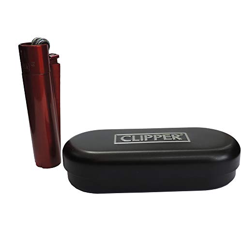 Clipper Metall Gas-Feuerzeug (metallic deep red) mit SOFORTGRAVUR +VORSCHAU: Gravur inklusive (Gasfeuerzeug, nachfüllbar) von Majen
