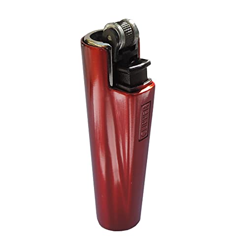 Clipper Micro Gas-Feuerzeug mit roter metallic Hülle mit SOFORTGRAVUR +VORSCHAU: Gravur inklusive (Gasfeuerzeug, nachfüllbar) von GravUp