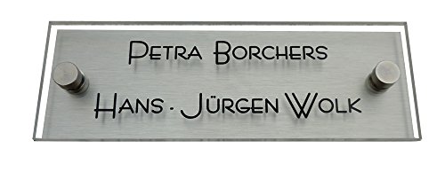 GravUp Modernes Türschild/Namensschild a1 -Acrylglas SOFORTGRAVUR + VORSCHAU: 1 oder 2 Zeilen Gravur inklusive design by 2er Set Edelstahl V2A Zierkappen + Gewinderingen. GravUp Modernes Türschild/Namensschild a1 -Acrylglas SOFORTGRAVUR + VORSCHAU: 1 oder 2 Zeilen Gravur inklusive design by 2er Set Edelstahl V2A Zierkappen + Gewinderingen. von GravUp