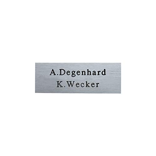 Klingelschild/Briefkastenschild Alu 80 x 30 mm : SOFORTGRAVUR + VORSCHAU : selbstklebend,eloxiertes Aluminium gebürstet in Edelstahl-look mit Gravur von GravUp