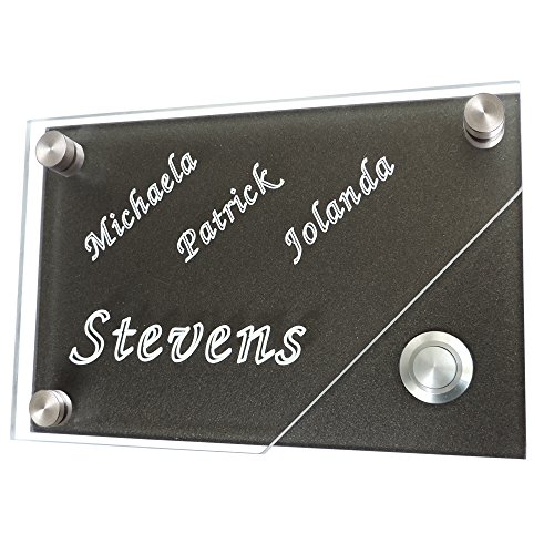 Modernes Klingelschild K5 Acryl made by GravUp : farbiges - Acrylglas mit V2A Befestigung von GravUp
