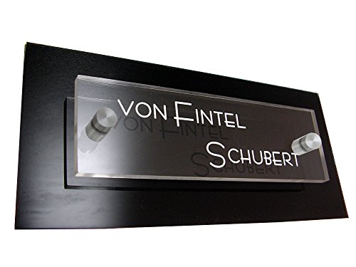 Modernes Türschild/Namensschild a1a - Plexiglas/Acrylglas mit SOFORTGRAVUR + VORSCHAU: Gravur inklusive. +2er Set Edelstahl V2A Befestigung. von GravUp