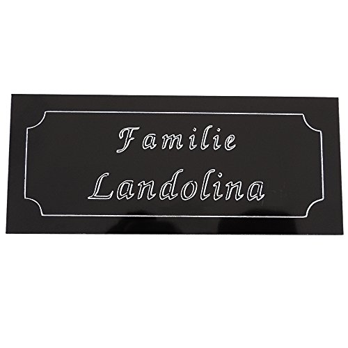 Zeitgemäßes farbiges Aluminium Türschild (120 x 60 mm) mit SOFORTGRAVUR + VORSCHAU: für Haustür oder Briefkasten zum Kleben Auf Wunsch mit Hund oder Katze. von GravUp