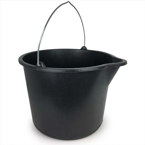 Gravidus Baueimer 12 Liter - Robuster BAU-Eimer mit Ausguss, Literskala und verzinktem Knopfbügel für Beton und Schutt (1 Stück) von Gravidus