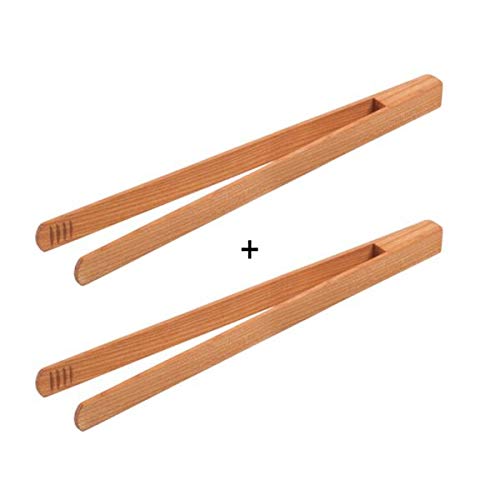 Gravidus 2er Set Kirschholz Grillzange 30 cm - Robuste Küchenzange für Grill & Küche von Gravidus