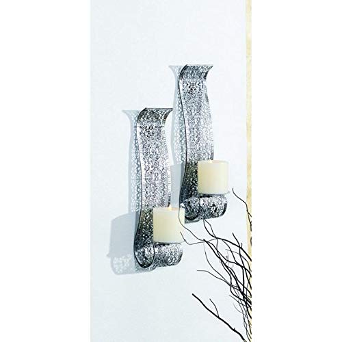 Gravidus 2er Set Wandkerzenhalter für Stumpenkerzen, Metall in Schwarz und Silber Stumpenkerzenhalter Schattenspiel von Gravidus