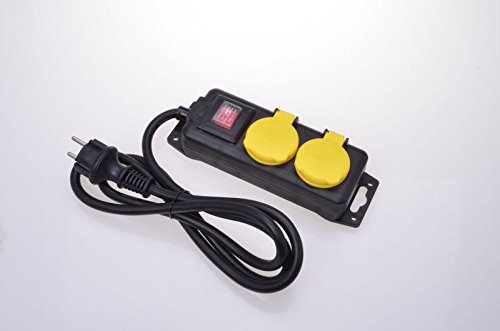 Gravidus 2er Steckerleiste IP44 Outdoor geeignet 1,4 m Kabel mit Schalter spritzwassergeschützt von Gravidus