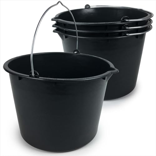 Gravidus Baueimer 20 Liter Betoneimer Mörteleimer mit Ausguss und Skala Betoneimer (4 Stück) von Gravidus