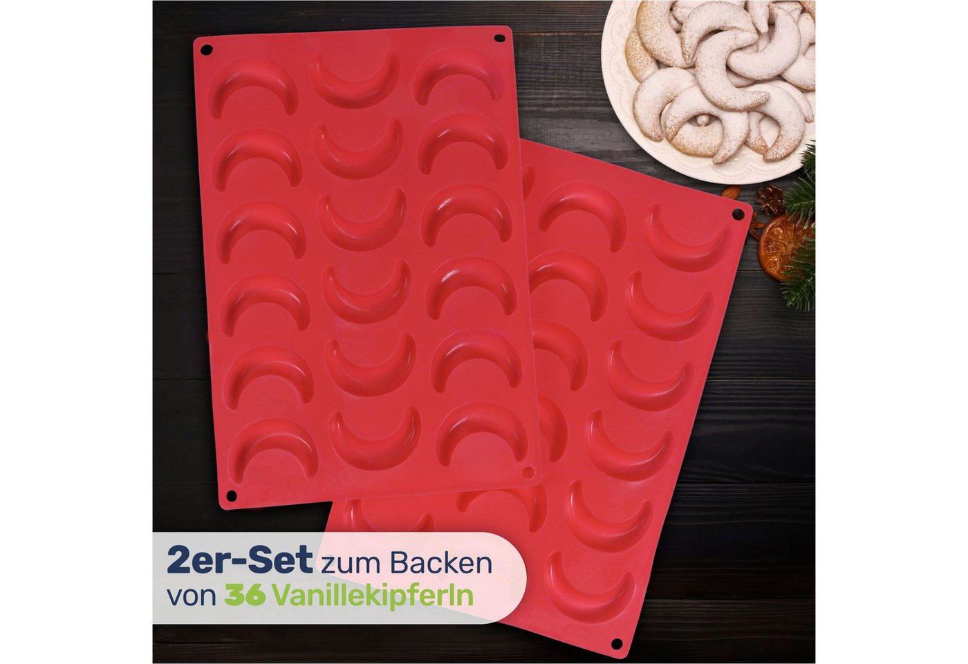 Gravidus Backform Praktisches 2er-Set Silikon-Backformen für Vanillekipferl von Gravidus