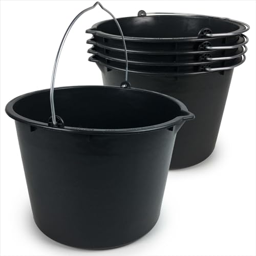 Gravidus Baueimer 20 Liter Betoneimer Mörteleimer mit Ausguss und Skala Betoneimer (5 Stück) von Gravidus