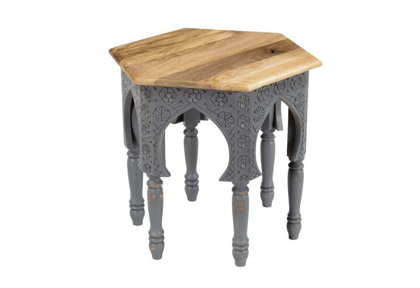 Gravidus Beistelltisch Beistelltisch Akola aus Mango Holz braun grau massiv quadratisch 45 cm von Gravidus