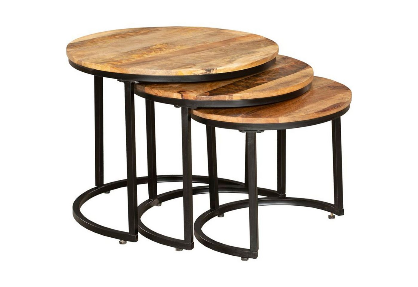 Gravidus Beistelltisch Beistelltisch Set Aluva 3er aus Mango Holz und Stahl schwarz braun von Gravidus