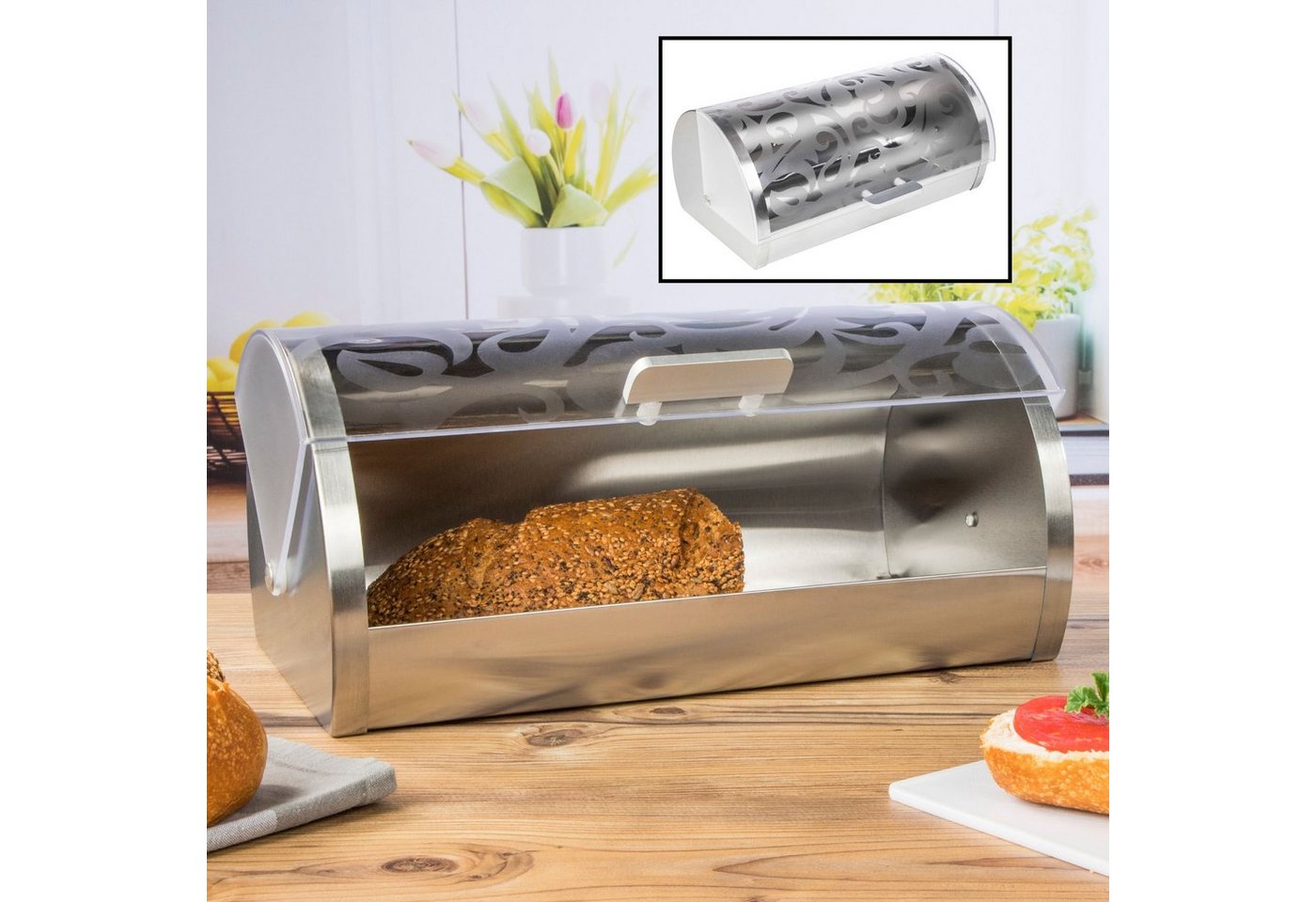 Gravidus Brotkasten Brotkasten mit Blumenmotiv & Frischhaltebox von Gravidus