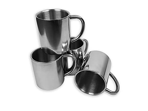 Gravidus Camping Tasse Teebecher Kaffeebecher Trinkbecher Thermobecher Edelstahl Becher, Doppelwandige Isolierbecher 4er Set - Füllmenge pro Becher ca. 200 ml von Gravidus