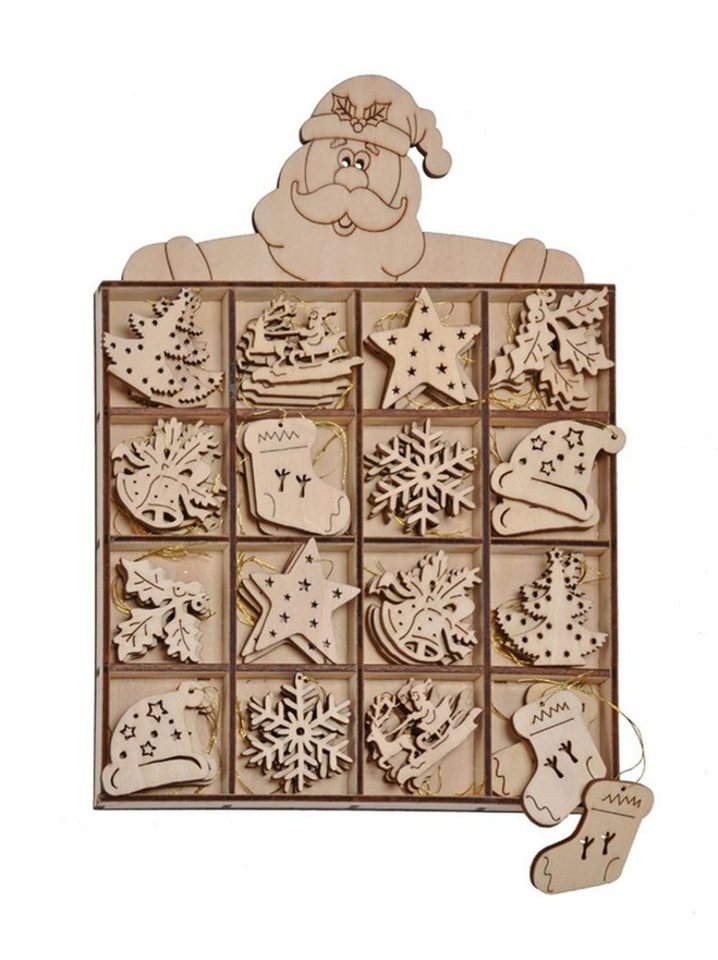 Gravidus Christbaumschmuck Holz-Aufhänger-Set Weihnachtsbaum Schmuck 48 Figuren von Gravidus