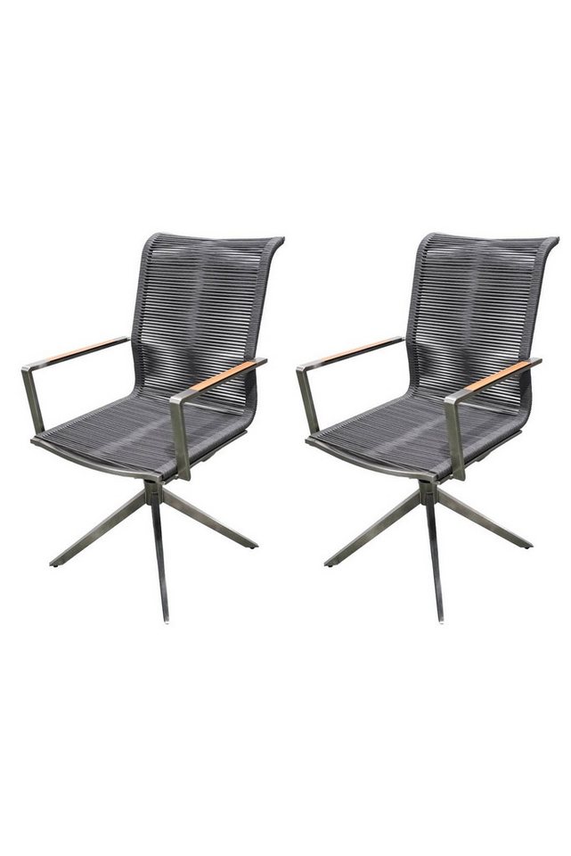 Gravidus Drehstuhl Drehstuhl RUBIERA 2er Set: Elegante Stühle mit Teakholz, Olefin-Seil von Gravidus