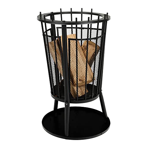 Gravidus Feuerkorb für Holzscheite & Grillkohle, pulverbeschichtetes Eisen, 40x61 cm mit Funkenschutz und Bodenplatte, Feuerstelle von Gravidus