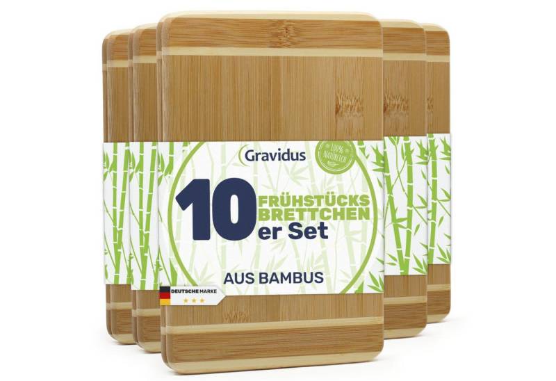 Gravidus Frühstücksbrett Bambus Frühstücksbrettchen Schneidebretter Set, (10-St) von Gravidus