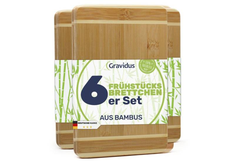 Gravidus Frühstücksbrett Bambus Frühstücksbrettchen Schneidebretter Set, (6-St) von Gravidus