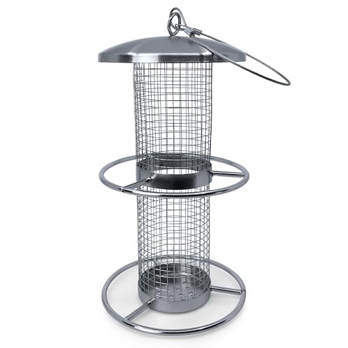 Gravidus Futtersäule - Ideal für Vogelfreunde - Einfache und stilvolle Vogelfütterung - Maße: 14 x 27 cm aus Edelstahl wetterbeständig von Gravidus