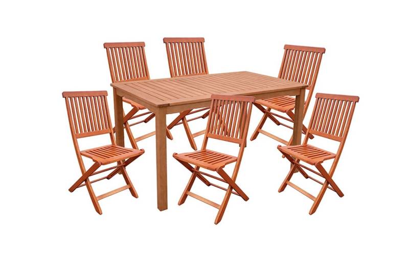 Gravidus Garten-Essgruppe 7-teilige Tischgruppe Sitzgruppe Gartentisch Tisch Holz von Gravidus